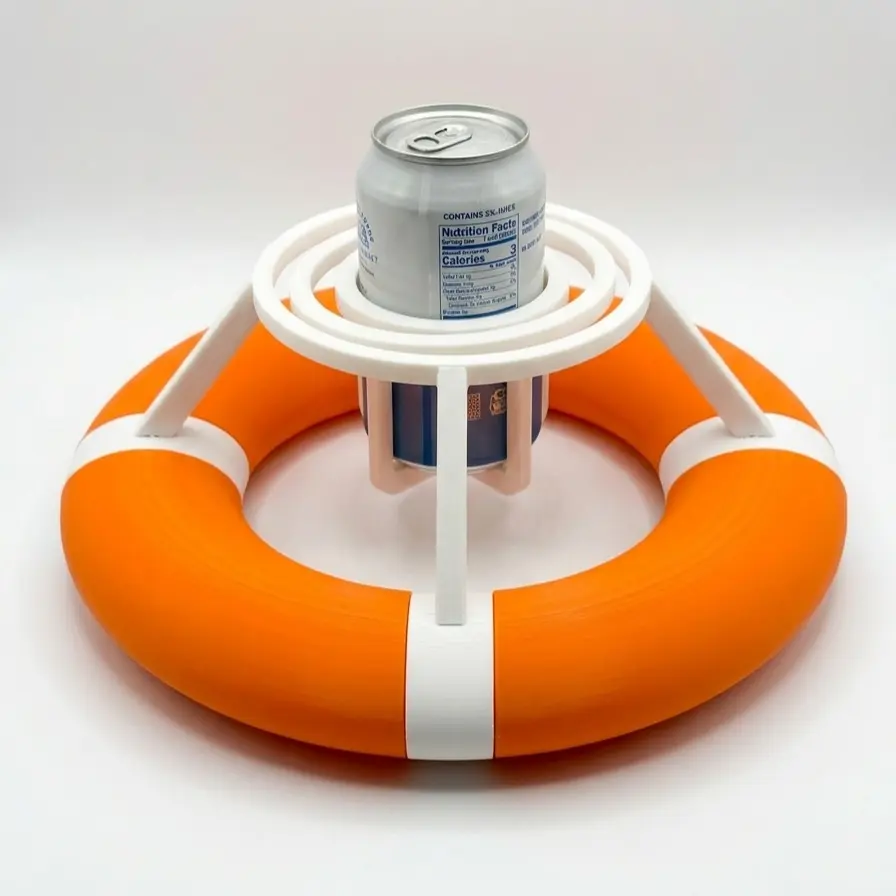 Floating Gyro 3D Printed Gimbal Drink Stabilizer - Buoy-Shaped Self-Leveling Cup Holder Lightweight