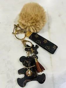 Luxury Pom Pom Bear Bag Charm with Tassel - Elegant Accessory
