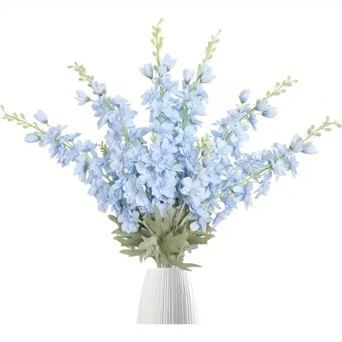 Set of 6 Artificial Delphinium Flowers, Larkspur Fake Floral Arrangement, Decorative Faux Flowers, 85cm Long Decorative Plant, Home Decoration Bouquet for Home & Garden, Artificial Plants, Home Decor Accessory, Artificial Flower Decorations
