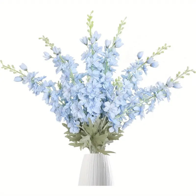 Set of 6 Artificial Delphinium Flowers, Larkspur Fake Floral Arrangement, Decorative Faux Flowers, 85cm Long Decorative Plant, Home Decoration Bouquet for Home & Garden, Artificial Plants, Home Decor Accessory, Artificial Flower Decorations