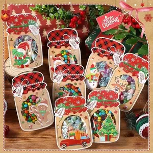 24pcs Christmas Mason Jar Card Gift Set, DIY Craft Kits with Santa, Reindeer, Snowman & Gingerbread House Cards, Bulk Holiday Party Favors Assortment
