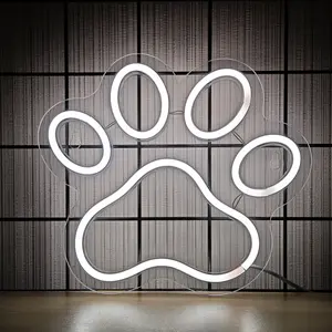Dog Paw Neon Sign, Paw Print Home Wall Decoration, USB Powered Dog Paw Shaped LED Neon Lights with Dimmer Switch for Children's Bedroom,Brightness Adjustable,Pet Grooming Shop Decor,Girls Boys Dogs Lovers Birthday Christmas Gifts, 9.8 X8.6 Inch, White