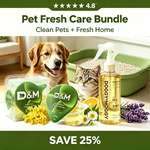 DOGGY & MOGGY Pet Fresh Care Bundle, Bio-Enzyme Odor Eliminator Spray + No-Rinse Waterless Shampoo Jelly Cups, Tear-Free Formula, Pet & Kid Safe, Fresh Home & Clean Pet Solution for Dogs & Cats