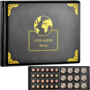 Coin Collectors Holder Album for Collectors 240 Pockets Coin Collection Book Supplies- Coin Storage Leather Organiser
