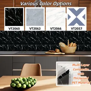 10pcs 3D Marble Pattern Tile Stickers, PET Material Waterproof Durable Wall Decals, Ideal for Bathroom Kitchen Renovation Decor
