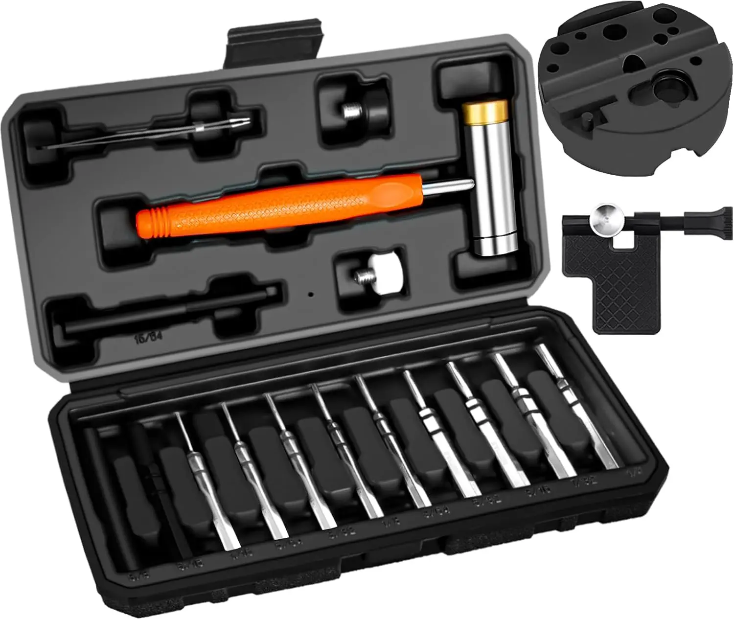 BESTNULE Roll Pin Punch Set with Hammer – Complete Punch Tool Kit with Bench Block & Pivot Pin Tool for Precision Maintenance