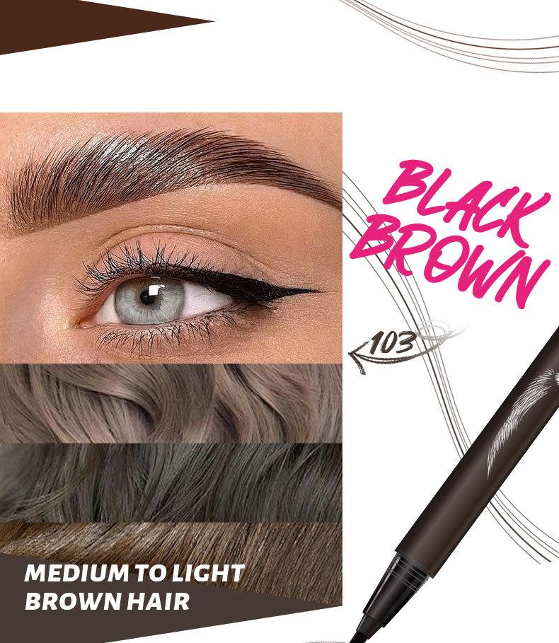 Multi-Tip Hair-Like Eyebrow Pen, Waterproof Quick-Dry Brow Marker, Natural Microblading-Effect Eyebrow Pencil for Defined Brows