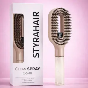 Spray Comb for Hair Styling, Innovative Spray Brush for Dry and Wet Hair, Non-Tangling Nylon Bristles, Easy to Use, Anti-Static Abs Handle