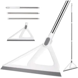 Multifunction Silicone Broom,Squeegee Broom Sweeping Water and Pet Hair,Rubber Magic Broom Sweeper for Floor Bathroom Kitchen Shower,Rugs,Glass Windows(White)