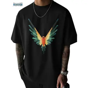 Colorful Parrot With Spread Wings 1PCS, 100% Cotton Breathable T-Shirt, Unisex, Breathable, Comfortable, Casual and Loose, Suitable for Daily Wear, Is a Must for Outdoor Leisure Travel, Can Be Used as a Gift. logan paul maverick merch