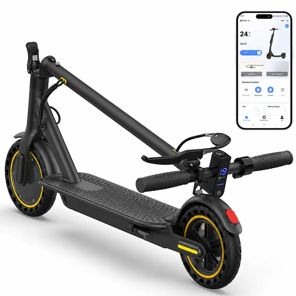 500W Powerful Rear Motor Electric Scooter for Adults, 21.7MPH Top Speed, 42V 14.5Ah Long Range Battery, Dual Suspension, 10" MAX Commuter E-Scooter