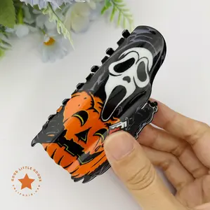 Scream Mask Halloween Double-Sided Claw Hair Claw Clips, Fun Horror Character Durable Plastic for Women & Girls, Casual Design, 4 Inches, Unisex, Premium Quality