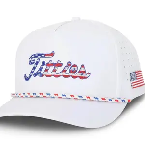 Trump Golf Hat - Trump Cap - High Quality USA Hat with "Trititions" Text and American Flag Design - White - Golf Accessories