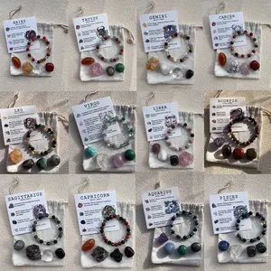 AFS Jewelry Zodiac Crystal Bracelet 8mm Beads 6.7 Inch Collection 12 Customized Healing Bracelets for Each Astrology Sign Birthstone Energy Jewelry for Birthday Spiritual Gift Customized Healing Crystal Jewelry Gift Box