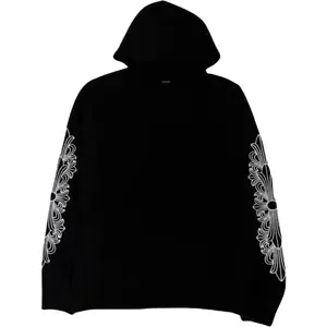 Chrome Hearts Cashmere Embroidered Floral Sleeve Black Hoodie