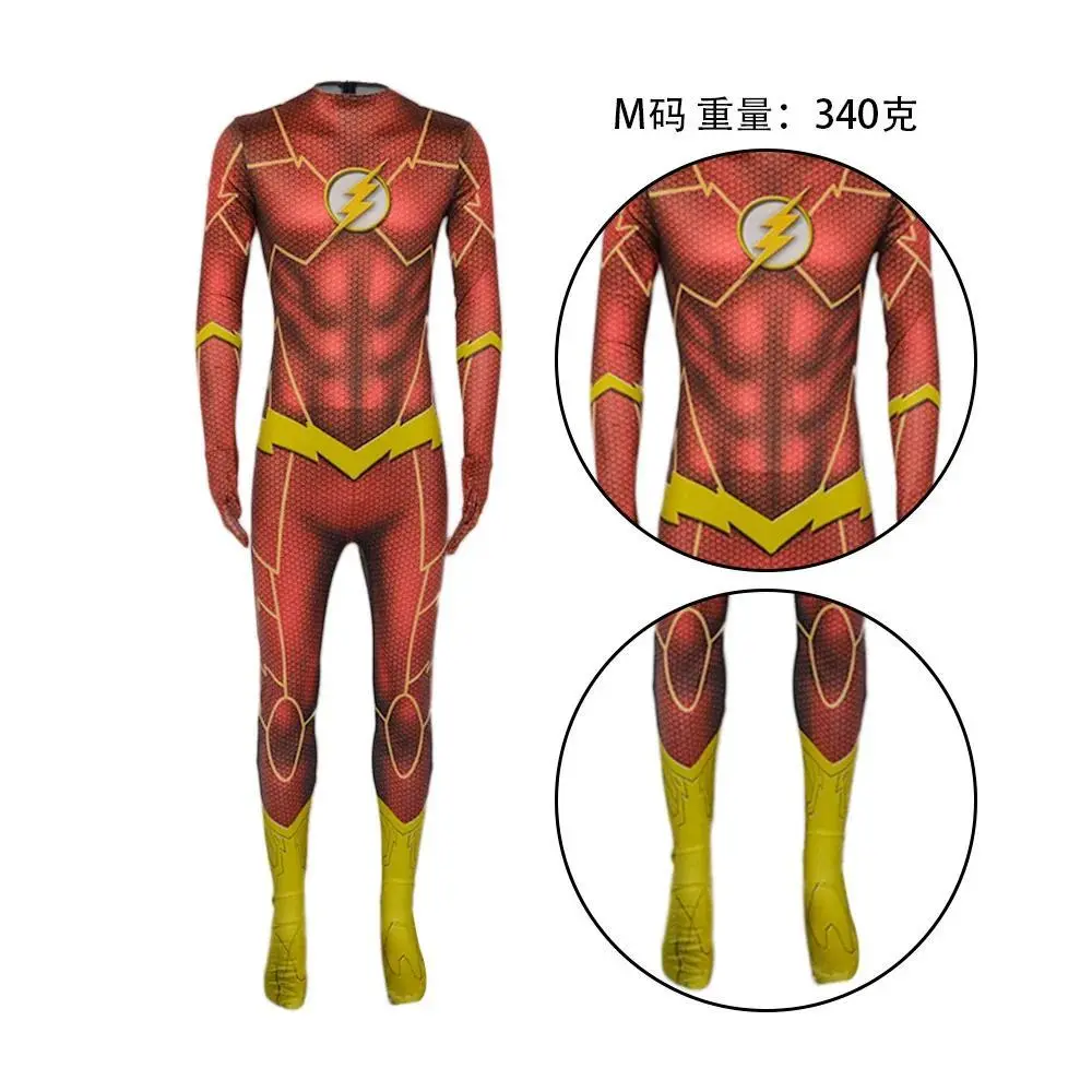 Adult Barry F Allen Cosplay Bodysuit - Anime Barry Style Jumpsuit with Mask Look, Tights, Role Uniform for Halloween Parties, Fashion Accessory Set Clothes