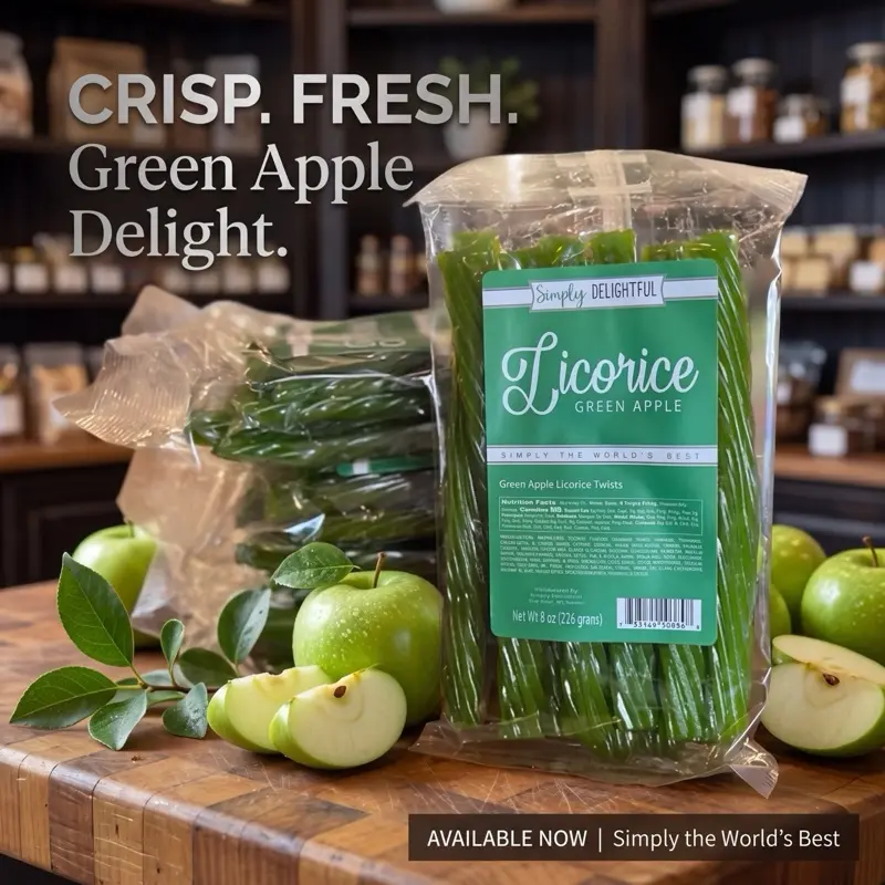 Green Apple-Flavored Licorice Candy, Snack for Daily Enjoyment