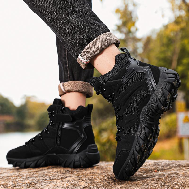 Men's all-season high-top wide fit Outdoor boots, lightweight and breathable anti-skid mountaineering shoes,Hiking boots, desert boots, work boots, suitable for jungle exploration, rock climbing, daily travel, camping, tourism, fishing and other activitie