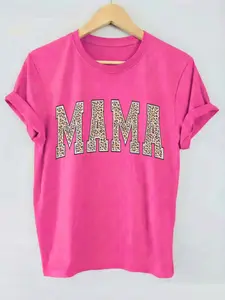 Women's Spring Summer Casual Round Neck Short Sleeve Fashion Printed Lady T-Shirt, Breathable Easy Care Stretch Polyester, Perfect for Daily Wear