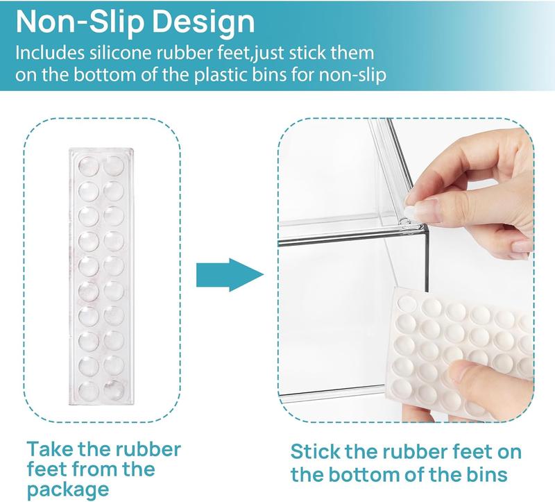 Vtopmart Stackable Storage Drawers Set of 5/8 Clear Plastic Organizer Bins for Nursery Bottle Station and Beauty Supplies Vanity Bathroom Cabinet Pantry Organization Multi-Size Flexible Design BPA-Free Safe New Year Gift