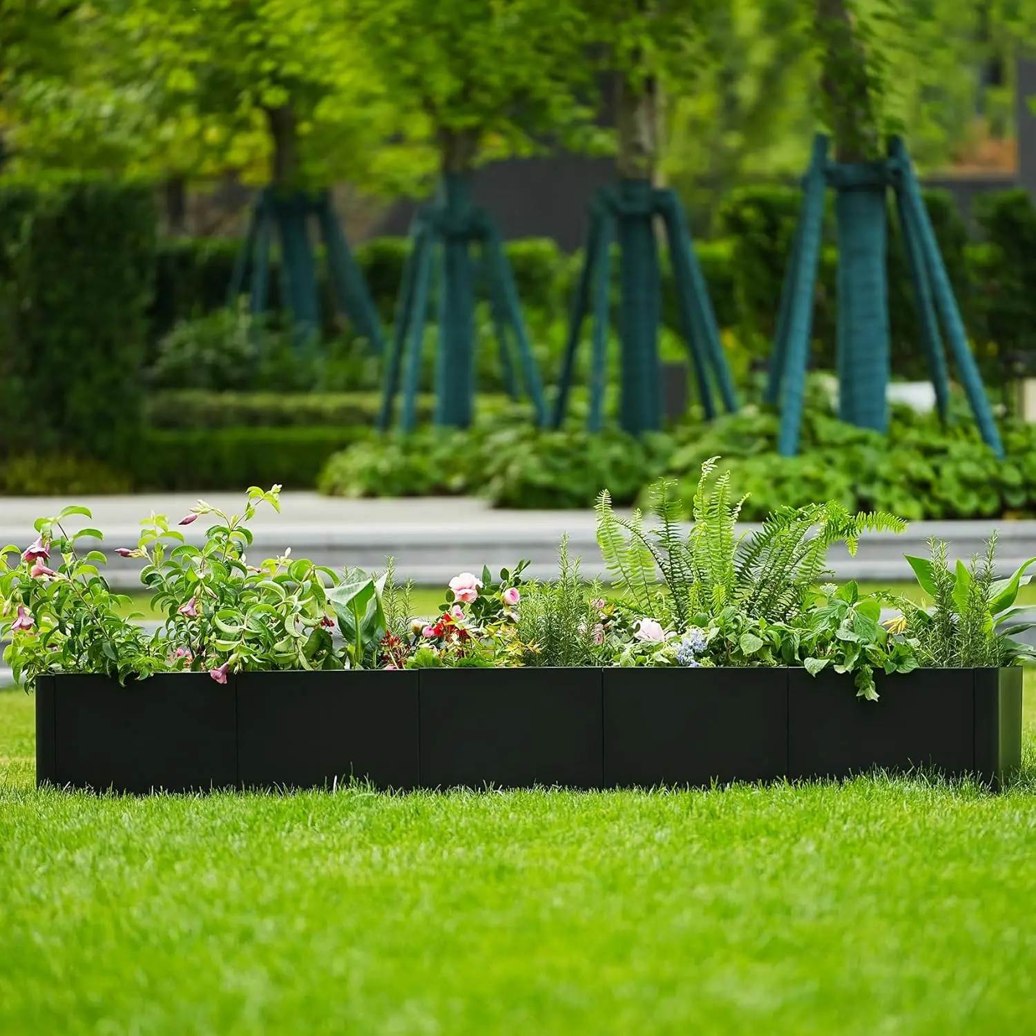 Garvee 70"x20" Extra Long Rectangular Metal Planter with Rounded Corners, Commercial-Grade Heavy Duty Steel Raised Garden Bed, Open Base & Snap-On Assembly for Patio, Balcony & Landscaping