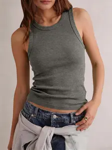 Ruched I-Back Vest, Solid Pattern, Fitted Style, Casual Wear, No Ca Prop 65, Ideal for Everyday Use, Comfortable and Stylish Design, Basic, Womenswear
