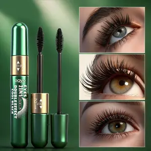 2-In-1 Double Headed Mascara, Waterproof Cool Formula, Lengthening Volumizing & Curling Dual Effect, Long Thick Lashes