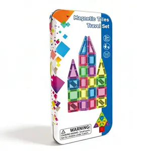27/37/57pcs Mini Magnetic Building Blocks, Travel Set with Storage Box, Bright Colors, Fun Design, Unisex Birthday Gift Puzzle Toy