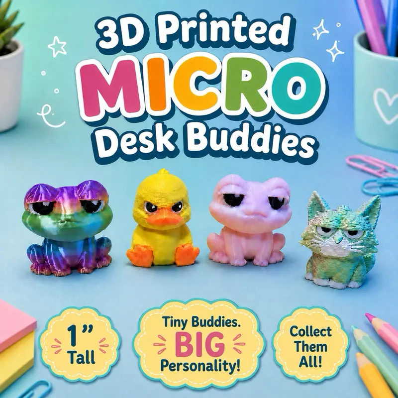3D-Printed Micro Desk Buddy Figurines - Approximately 1” Tall Collectible, House Decoration, Birthday Gift for Frog Lovers