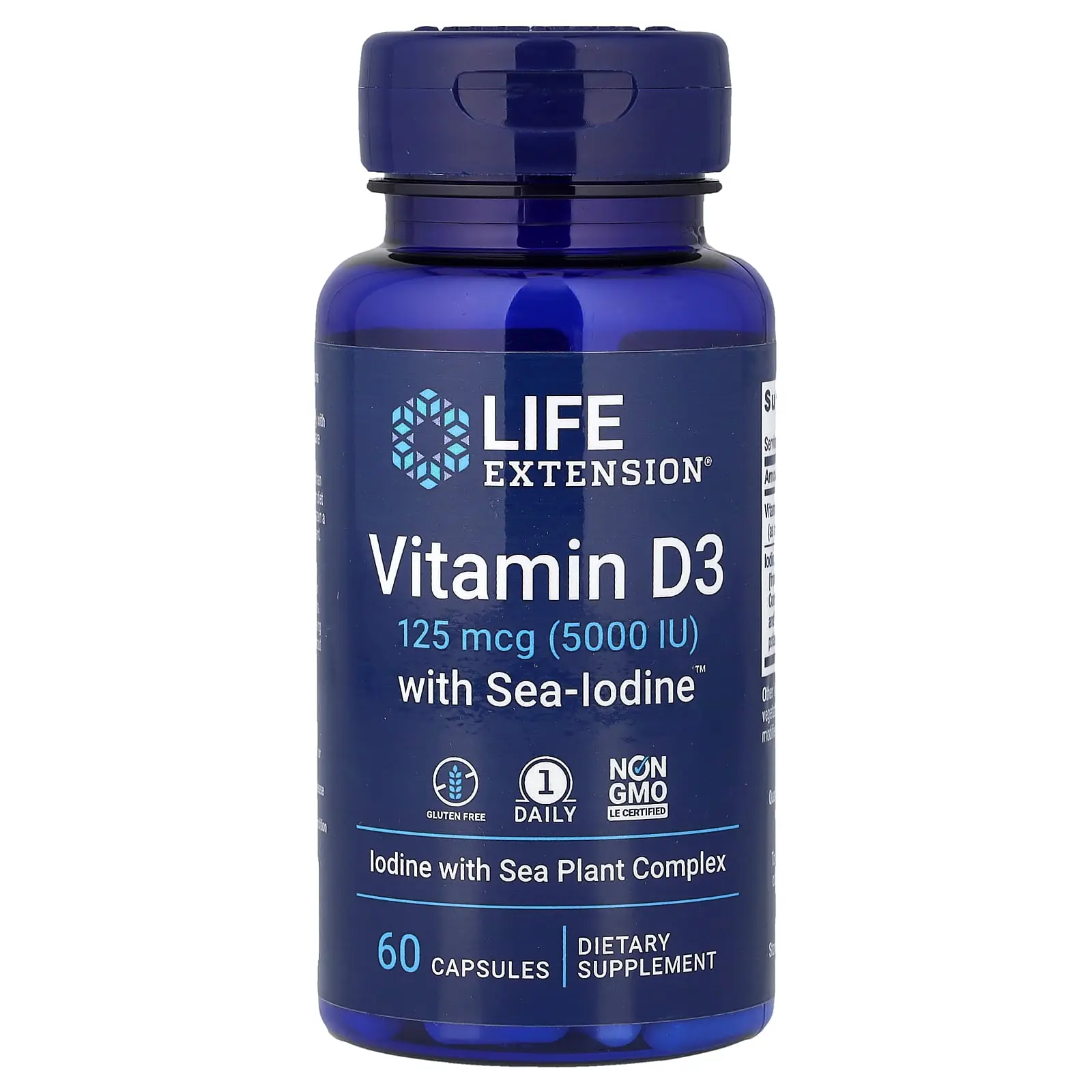 Life Extension Vitamin D3 with Sea-Iodine™, 60 Capsules