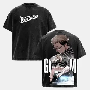 Goo Kim from Lookism Vintage Anime Tee, Washed Oversized Streetwear Shirt, Double Sided Graphic Top for Webtoon Fans
