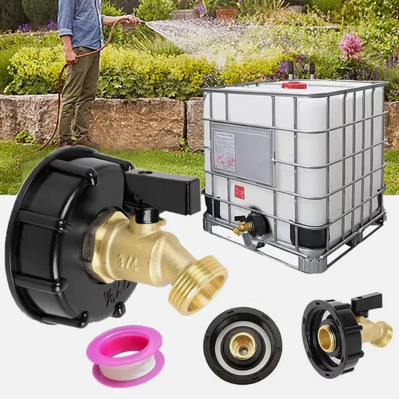 275 330 Gallon IBC Tank Water Adapter 2inch Brass Hose Faucet Valve Connector