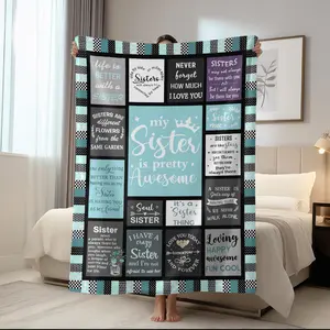 1pc Sisters Gift Blanket, Sisters Birthday Gift, Sister Gift, Sisters Gift, Sisters Gift Creativity, Sisters Graduation Gift, Sisters Flannel Envelope, Soul Sisters New Year Gift, Multifunctional Blanket, Slogan Print Blanket
