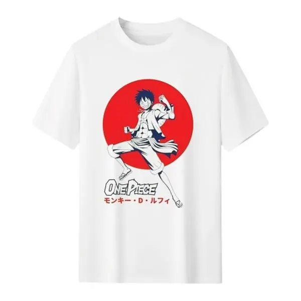 One Piece Luffy Short Sleeve T Shirt Mens Cotton Everyday Casual Anime Top