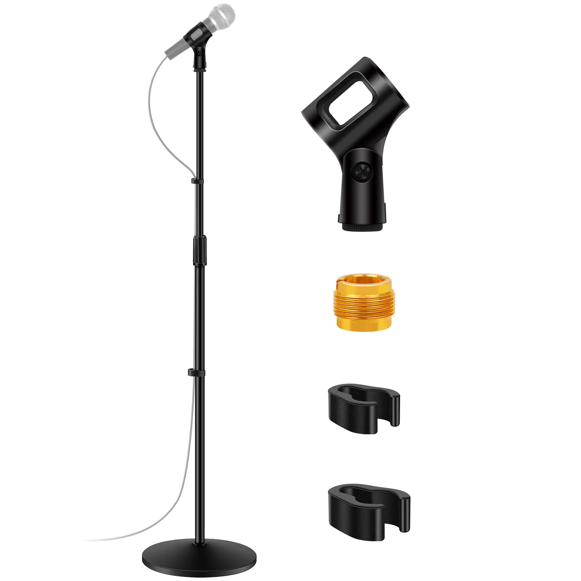 InnoGear Mic Stand, Microphone Stand Floor Detachable Boom Mic Stands with Weighted Round Base, Height Adjustable from 34" to 60" for Blue Yeti HyperX QuadCast Shure SM58 Samson Q2U Fifine K669B