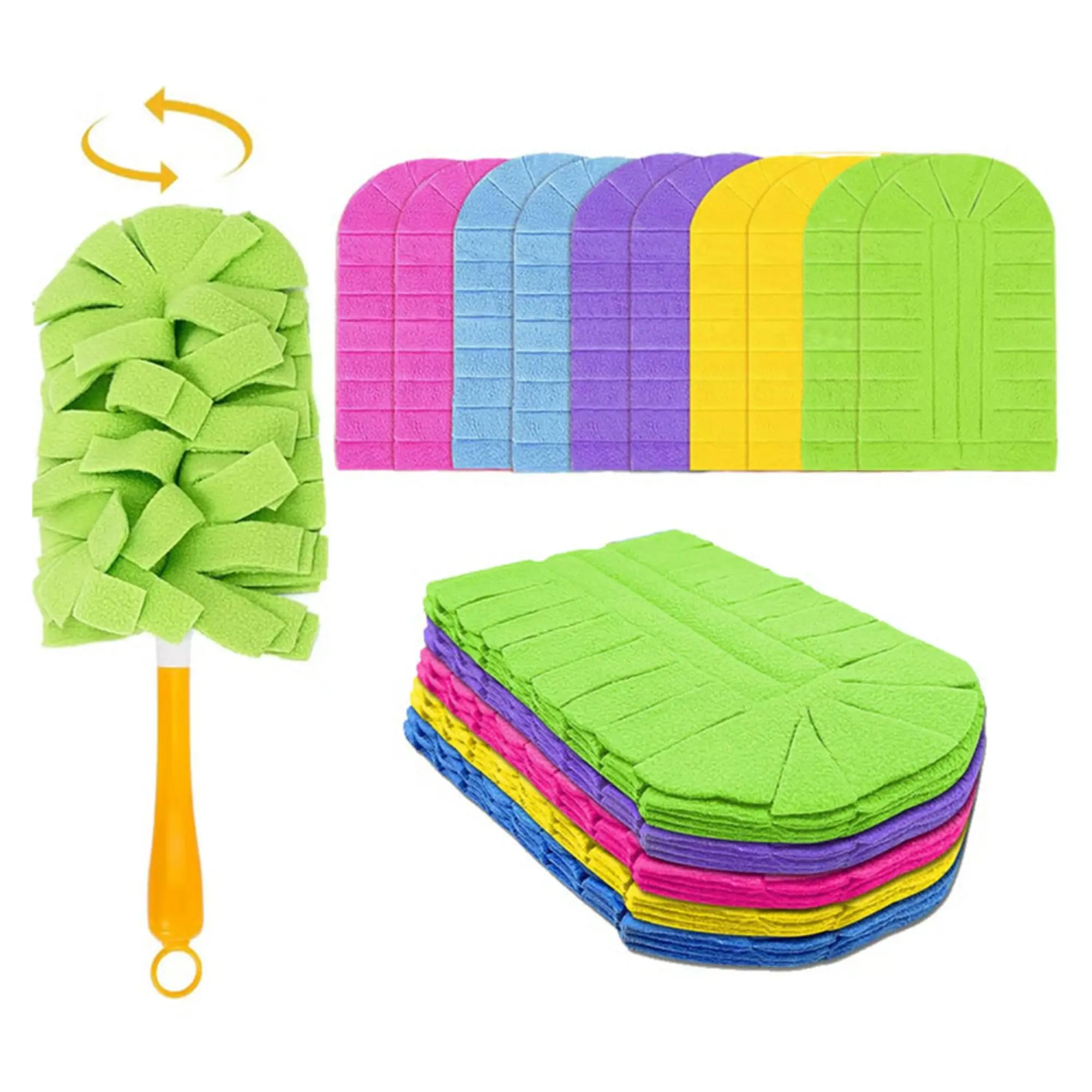 5PCS electrostatic duster refills with handle for Swiffer, 360° larger multi-surface heads with 6X microfiber cloths, machine washable reusable, home cleaning products, electrostatic duster cloths, dorm essentials, home essentials