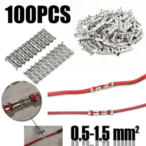 100pcs Silver Color U-Shaped Electrical Copper Crimp Connector Terminals, 0.5-1.5mm² Wire Connectors, Durable & Reliable Wiring Solutions