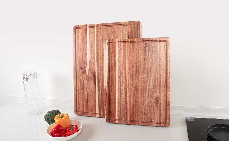 GARVEE Acacia Extra Large Wood Cutting Board 20 x 15 Inch, 1.5 Inches Thick Butcher Block, Reversible Wooden Kitchen Block, Cheese Charcuterie Board, with Side Handles and Juice Grooves GARVEE Acacia Extra Large Wood Cutting Board 20 x 15 Inch, 1.5 Inches Thick Butcher Block, Reversible Wooden Kitchen Block, Cheese Charcuterie Board, with Side Handles and Juice Grooves