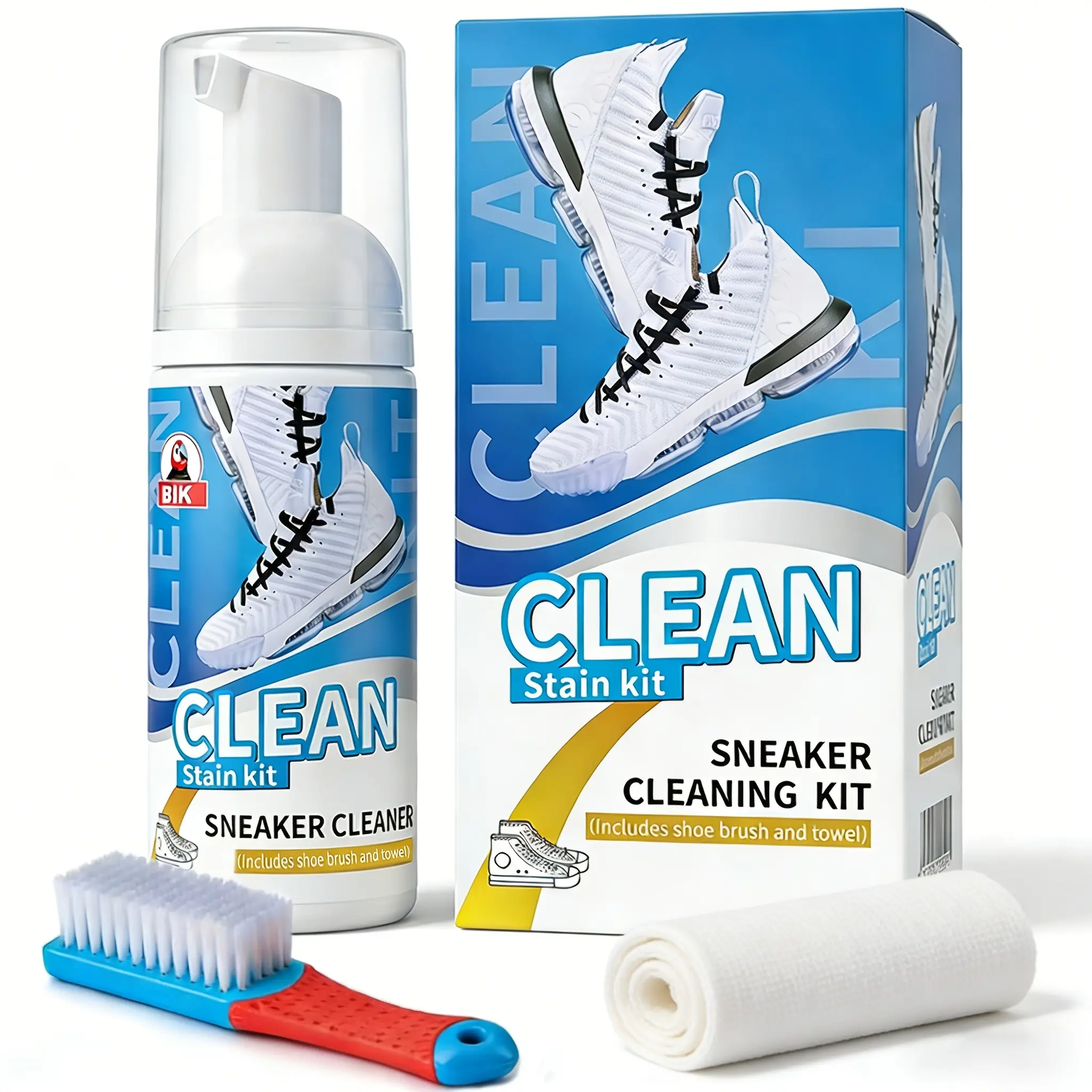Shoe Cleaner Kit - Powerful Foam Formula For Quick Stain Removal, Whitening, Polishing & Deodorizing Sneakers, Boots, All Shoes |   Includes Cleaning Brush And Microfiber Cloth, Perfect For White Shoe Care