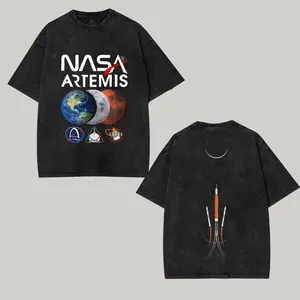 NASA Artemis Mission Shirt, Space Exploration Graphic Tee, Earth Moon Retro T-Shirt, Astronomy Fan Gift, Washed Vintage Style
