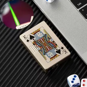 New Creative Jet Flame Poker Cigarette Lighter Metal Windproof Playing Card Gas Lighters Torch Fun Toys Smoking Accessories Gift