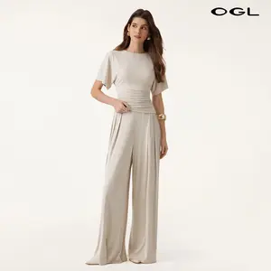 OGL 2Pcs Set Boatneck Batwing Sleeve Top & Wide Leg Palazzo Pant with Pockets matching sets women summerwins DealsForYouDays