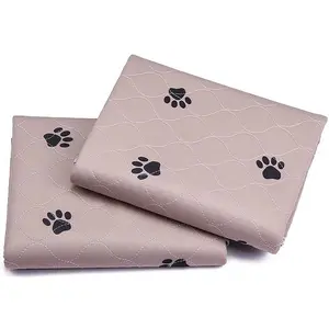 Quilted Waterproof Dog Pee Pads Washable Super Absorbent Non Slip Reusable Pet Bed Mat for Puppy Crate Cat Litter with Paw Print Design