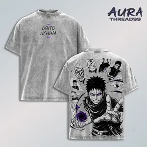 Obito Uchiha Anime Graphic Tee - Vintage Acid Wash Oversized T-Shirt for Men & Women - Premium Heavyweight Cotton Streetwear - Retro Naruto Inspired Harajuku Aesthetic Shirt - Aura Threadss Exclusive