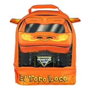 Monster Jam Lunch Box El Toro Loco Dual-Compartment Insulated Tote Bag 10"
