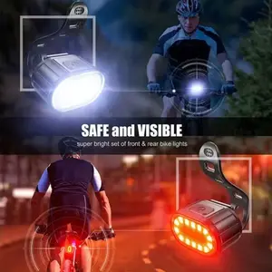 Bicycle Front and Rear Light Set, Rechargeable Bicycle Light, USB Fast Charge, 7 Modes, Bright, Sos, Night Riding Safety, Easy Install, Durable