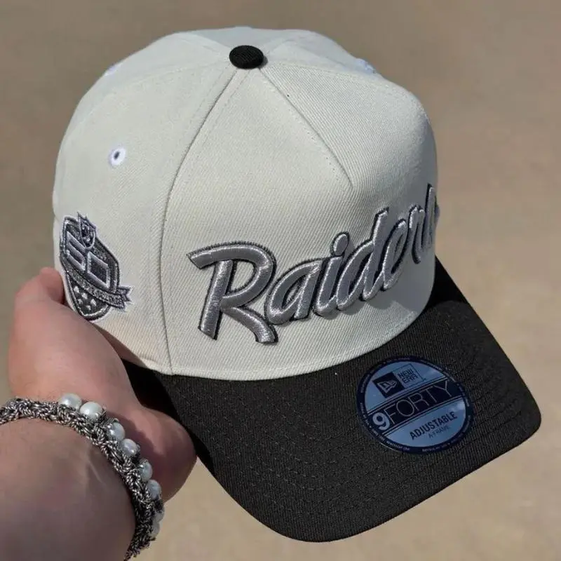 Las Vegas Raiders New Era A-Frame Snapback | Ivory/Black script style