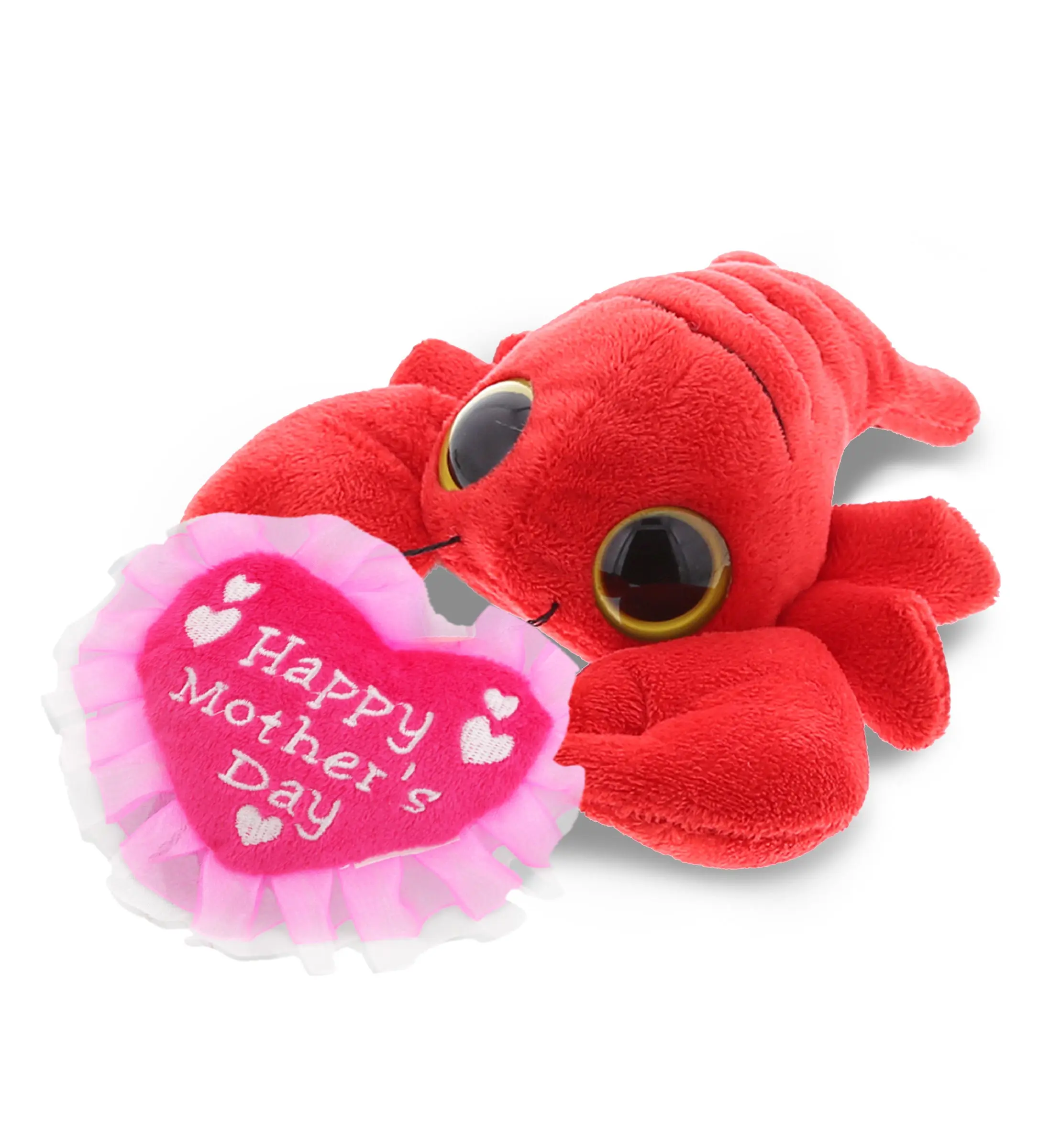 DOLLIBU 6 Inches Unisex Nautical Lobster Stuffed Toy - Animals & Nature Plush, 6x3.5x2 in Size, Embroidery Heart, Fluffy Fur, Soft Polyester Fabric, Mother's Day Gift for Wife with Happy Message, Room Decor