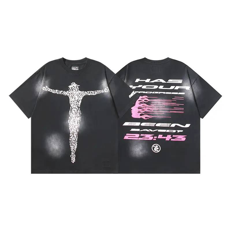 2026 HELLSTAR Professional Certified Y2K Cyberpunk Grunge Progress Saved Graphic Washed Short Sleeve T-Shirt Casual Tops Mens Standard Fit