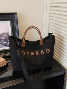 Fashion Large Capacity Letter Solid Color Casual Handheld Tote Bag, Commuter Burst Backpack for College Students, Matching Bags